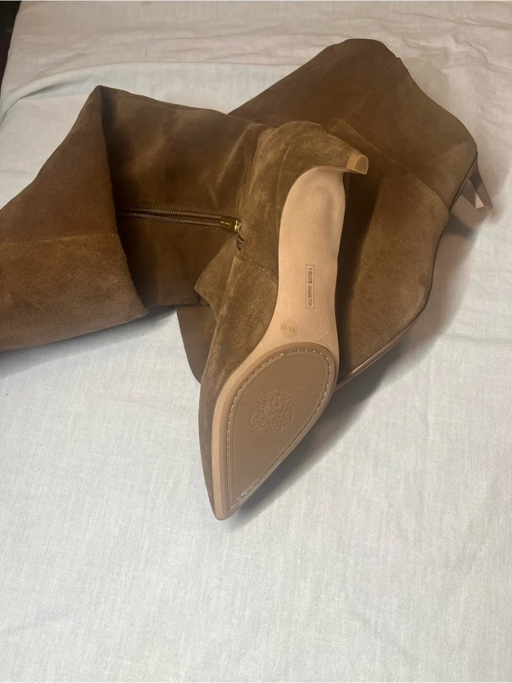 Vince Camuto Over-the-Knee Suede Boots in Cognac Brown
